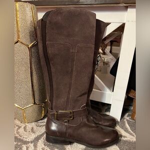 MARC FISHER AYSHA TALL RIDING RUSTIC Brown Leather Suede BOOTS Sz 6